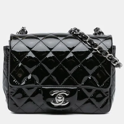 Pre-owned Chanel Black Mini Square Classic Patent Single Flap