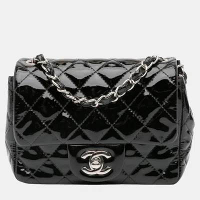 Pre-owned Chanel Black Mini Square Classic Patent Single Flap