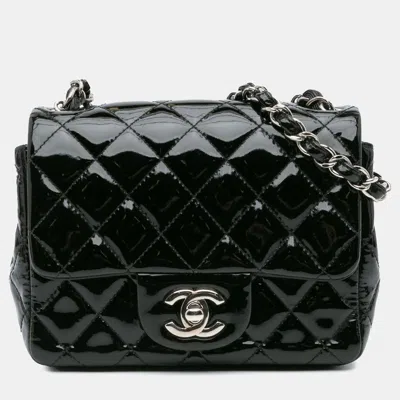 Pre-owned Chanel Black Mini Square Classic Patent Single Flap