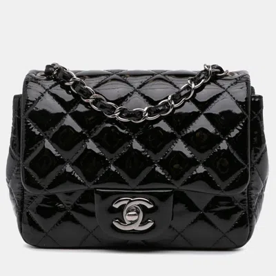 Pre-owned Chanel Black Mini Square Classic Patent Single Flap