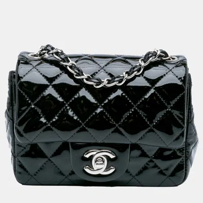 Pre-owned Chanel Black Mini Square Classic Patent Single Flap