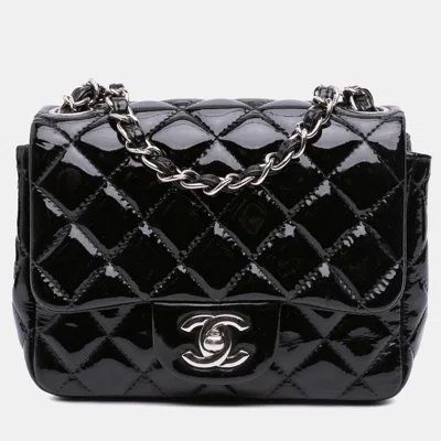 Pre-owned Chanel Black Mini Square Classic Patent Single Flap