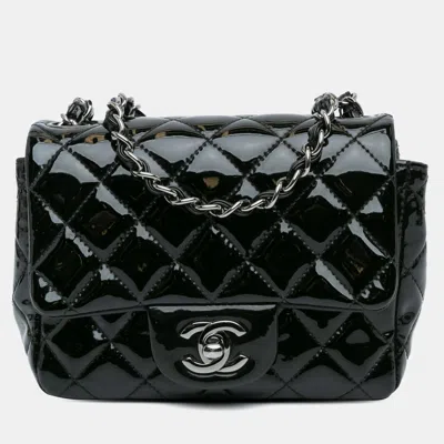 Pre-owned Chanel Black Mini Square Classic Patent Single Flap