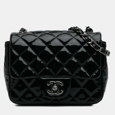 Pre-owned Chanel Black Mini Square Classic Patent Single Flap