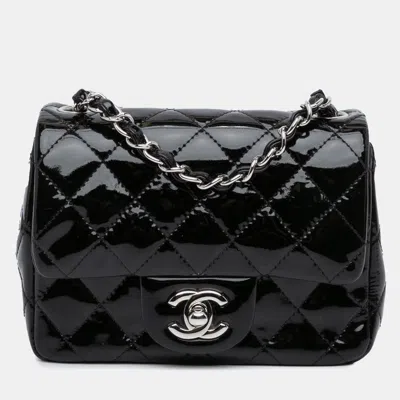 Pre-owned Chanel Black Mini Square Classic Patent Single Flap