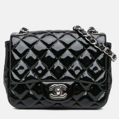 Pre-owned Chanel Black Mini Square Classic Patent Single Flap