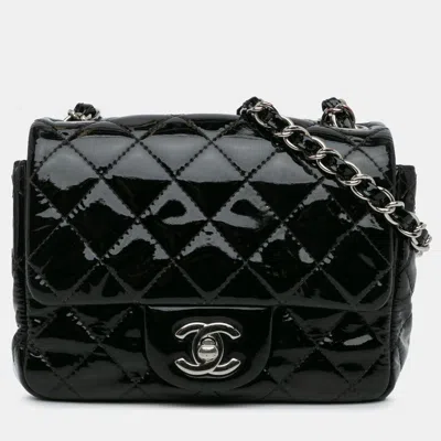 Pre-owned Chanel Black Mini Square Classic Patent Single Flap