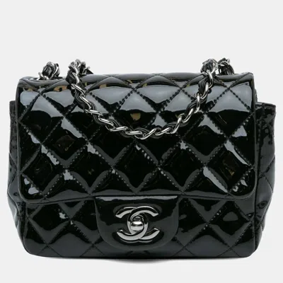 Pre-owned Chanel Black Mini Square Classic Patent Single Flap