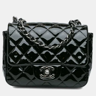 Pre-owned Chanel Black Mini Square Classic Patent Single Flap