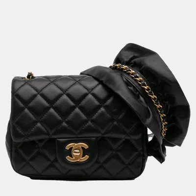 Pre-owned Chanel Black Mini Square Lambskin Romance Single Flap