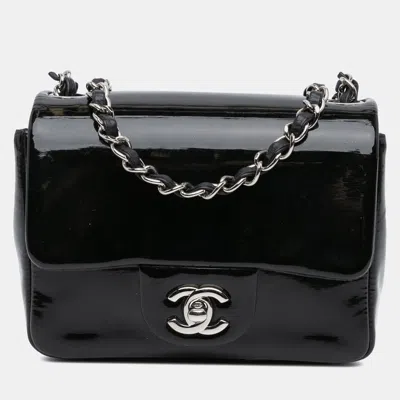 Pre-owned Chanel Black Mini Square Patent Single Flap