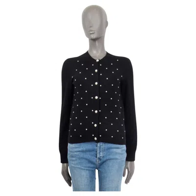 Pre-owned Chanel Black Mohair & Cashmere 2014 Pearl Cardigan Sweater 38 S