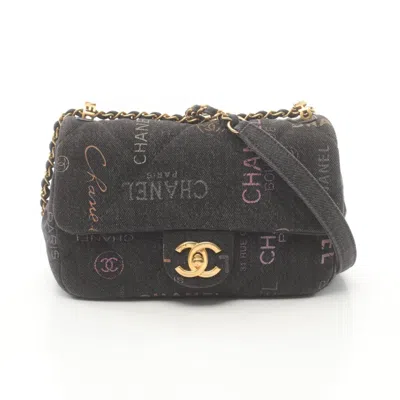 Pre-owned Chanel Black Multi-color Denim Shoulder Bag () In Black, Multi-color