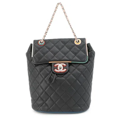 Pre-owned Chanel Black Multi-color Leather Backpack ()