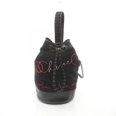Pre-owned Chanel Black Multi-color Wool Leather Shoulder Bag () In Black, Multi-color