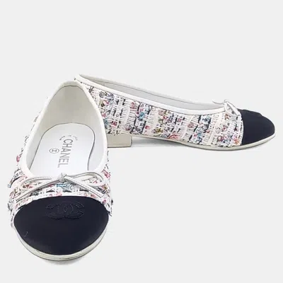 Pre-owned Chanel Black Multicolor Tweed Flat Shoes Eu 36