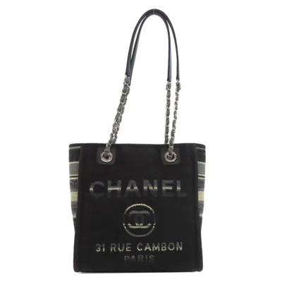 Pre-owned Chanel Black Navy Canvas Tote Bag ()