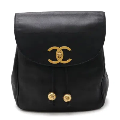 Pre-owned Chanel Black Navy Leather Backpack () In Black, Navy