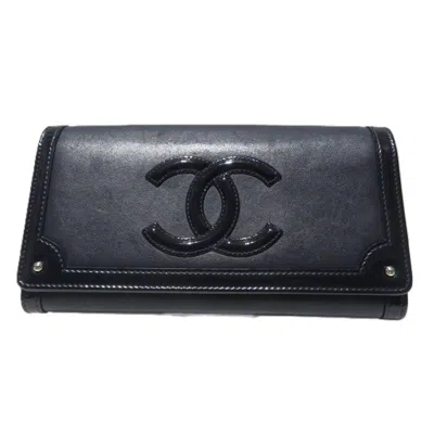 Pre-owned Chanel Black Navy Leather Coin Purse/coin Case () In Multi