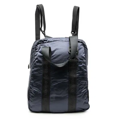 Pre-owned Chanel Black Navy Nylon Backpack () In Multi