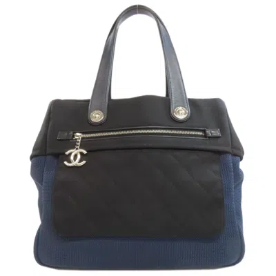 Pre-owned Chanel Black Navy Nylon Tote Bag ()