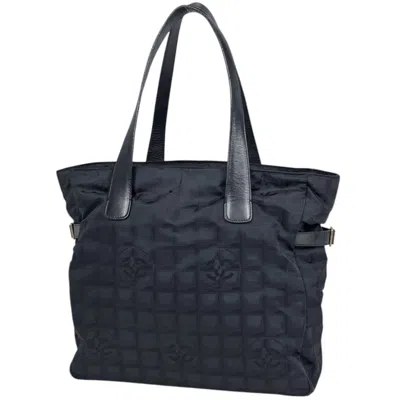 Pre-owned Chanel Black Nylon Jacquard Leather Shoulder Bag Tote Bag ()