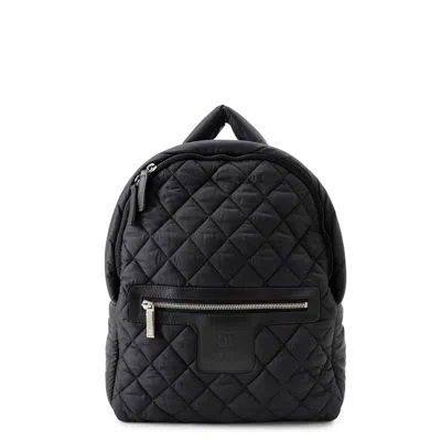 Pre-owned Chanel Black Nylon Leather Backpack Handbag ()