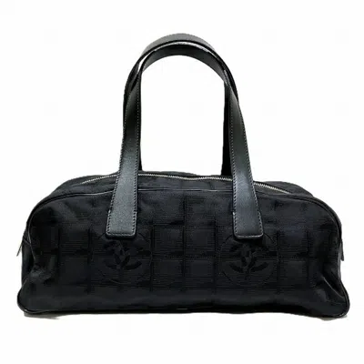 Pre-owned Chanel Black Nylon Leather Boston Bag Handbag ()