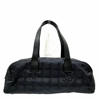 Pre-owned Chanel Black Nylon Leather Boston Bag Handbag ()