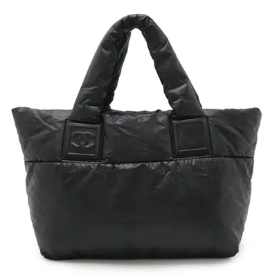 Pre-owned Chanel Black Nylon Leather Handbag Tote Bag ()