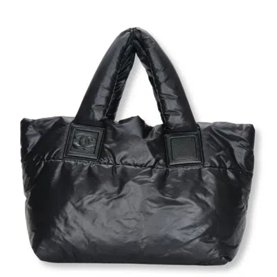 Pre-owned Chanel Black Nylon Leather Tote Bag ()