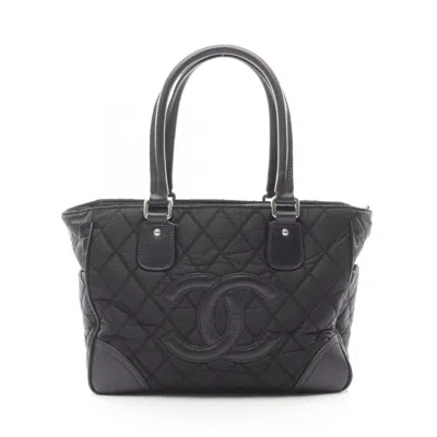 Pre-owned Chanel Black Nylon Leather Tote Bag ()