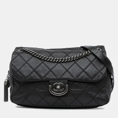Pre-owned Chanel Black Paris Edinburgh Jumbo Calfskin Coco Sporran Flap Bag