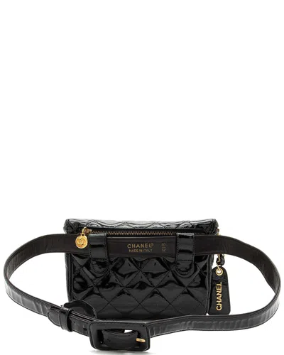 Pre-owned Chanel Black Patent Leather Belt Bag - Size 32 / 80 (authentic Pre-loved)
