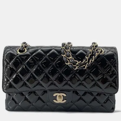 Pre-owned Chanel Black Patent Leather Classic Double Flap Bag