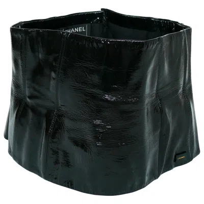 Pre-owned Chanel Black Patent Leather Corset Belt Fall/winter 2001 Size 36
