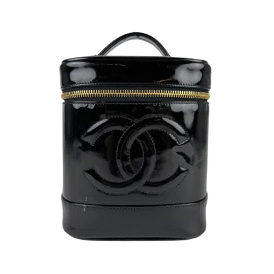 Pre-owned Chanel Black Patent Leather Handbag Vanity Bag ()