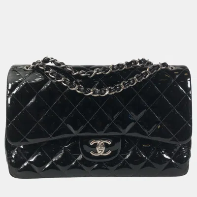 Pre-owned Chanel Black Patent Leather Jumbo Classic Double Flap Shoulder Bags