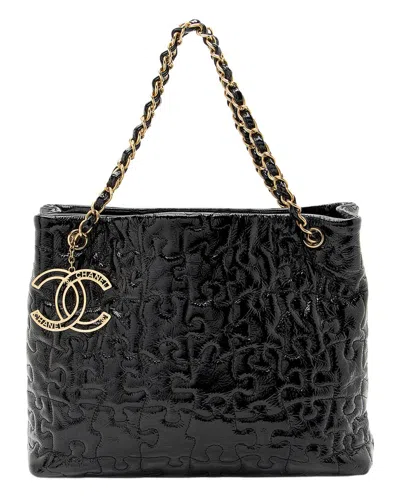 Pre-owned Chanel Black Patent Leather Puzzle Tote (authentic Pre-loved)