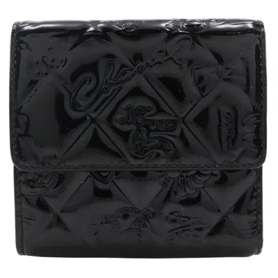 Pre-owned Chanel Black Patent Leather Wallet (tri-fold) ()