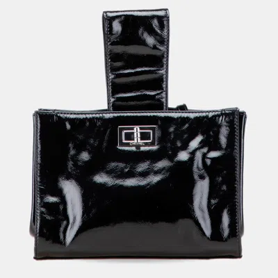 Pre-owned Chanel Black Patent Mademoiselle Lock Convertible Wrist Clutch