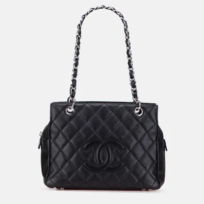 Pre-owned Chanel Black Petite Caviar Timeless Tote
