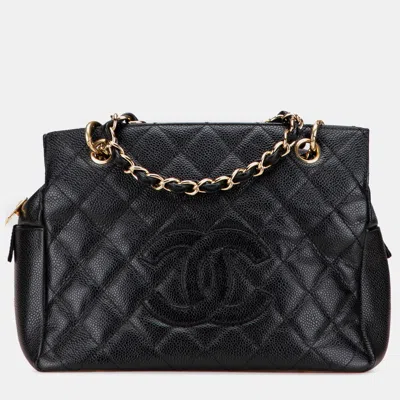 Pre-owned Chanel Black Petite Caviar Timeless Tote