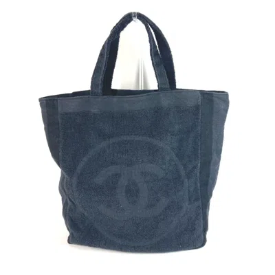 Pre-owned Chanel Black Pile Fabric Beach Bag Shoulder Bag Tote Bag ()