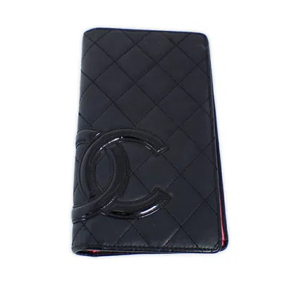 Pre-owned Chanel Black Pink Cambon Ligne Long Wallet (bi-fold) () In Multi