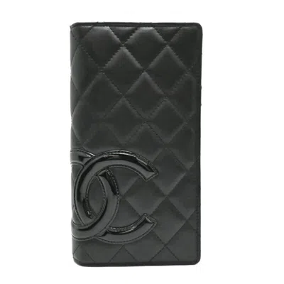 Pre-owned Chanel Black Pink Cambon Ligne Long Wallet (bi-fold) () In Multi