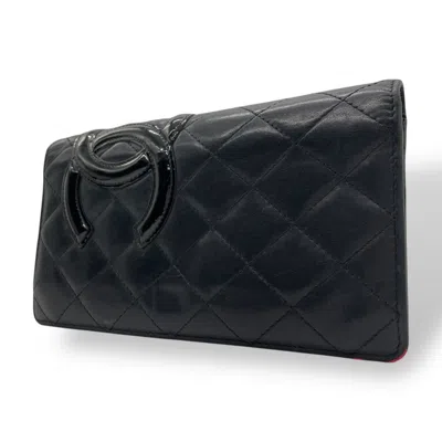 Pre-owned Chanel Black Pink Cambon Ligne Long Wallet (bi-fold) () In Multi