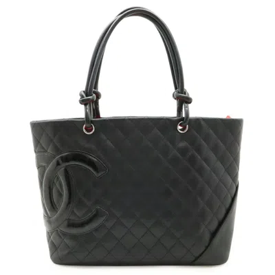 Pre-owned Chanel Black Pink Cambon Ligne Shoulder Bag Tote Bag () In Multi