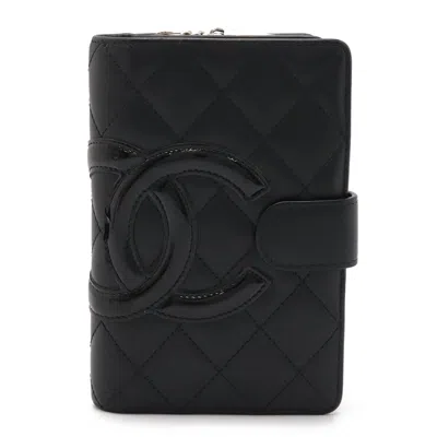 Pre-owned Chanel Black Pink Cambon Ligne Wallet (bi-fold) () In Multi