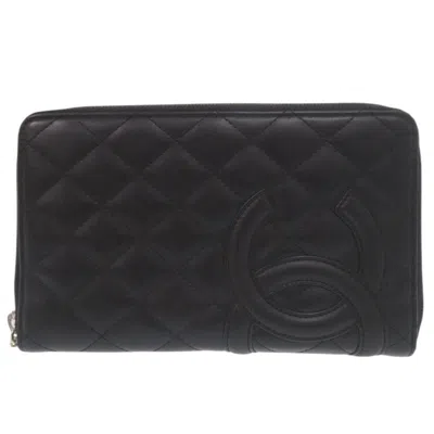 Pre-owned Chanel Black Pink Cambon Ligne Wallet (bi-fold) () In Multi